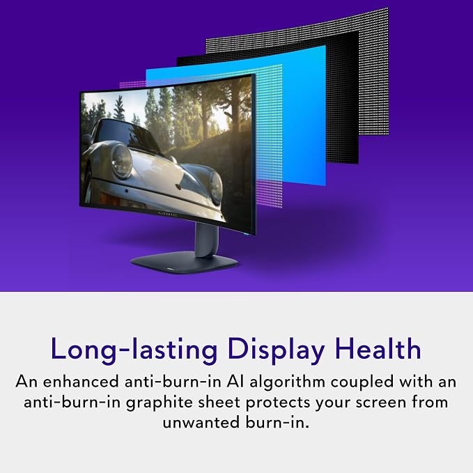 Alienware 34 240Hz QD-OLED Curved Gaming Monitor - AW3425DW - 34.2-inch WQHD (3440 x 1440) 0.03ms Display, 1800R Curve, AMD FreeSync Premium Pro, VESA AdaptiveSync, DisplayHDR TrueBlack 400 - Image 7