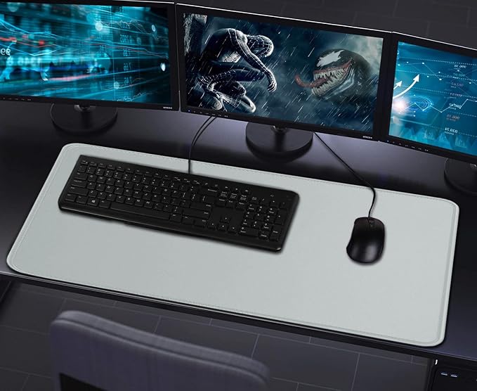 Large Gaming Mouse Pad with Stitched Edges, Durable Non-Slip Natural Rubber Base, Waterproof Computer Keyboard Pad Mat for Esports Pros/Gamer/Desktop/Office/Home - Grey - Image 7