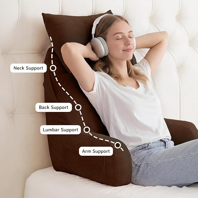 Reading Pillow for Bed,Back Pillow for Bed Sitting Up,Lumbar Support Pillow - Image 5