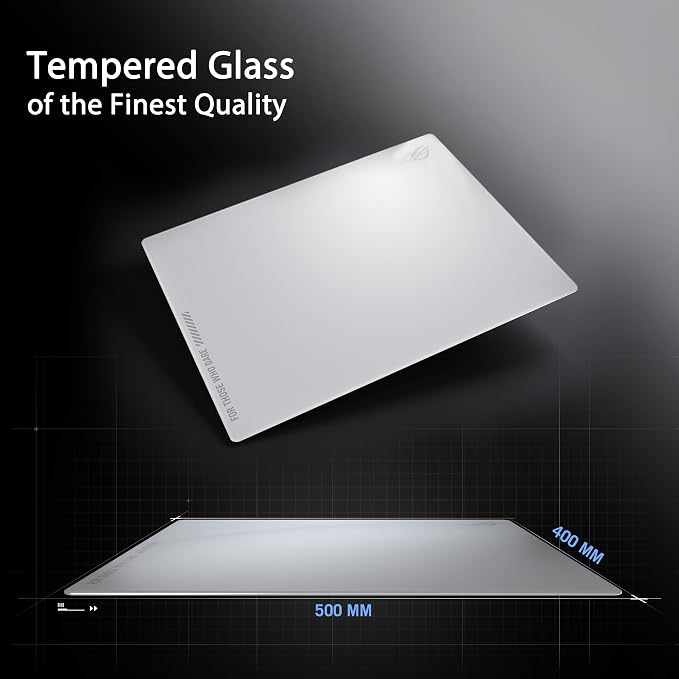 ASUS ROG Moonstone Ace L Glass Gaming Mouse Pad – 19.7” x 15.7”, Ultra-Smooth Matte Tempered Glass for Quiet Ultrafast Glides, Impact/Scratch Resistant, Easy to Clean, Anti-Slip Silicone Base - White - Image 3