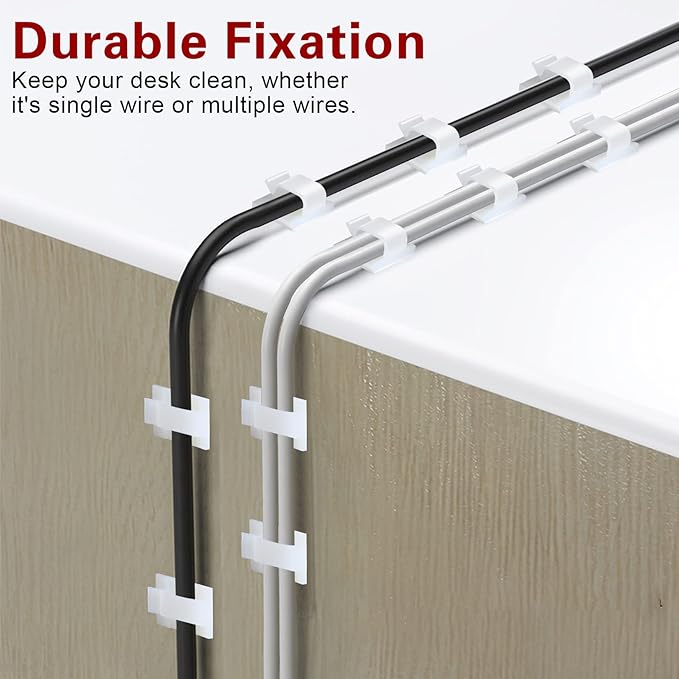 XHF 3/4” Adhesive Cable Wire Clips White 120PCS, Cable Staples Outdoor Cable Management Wire Organizer Cord Holder for Under Desk, Car, Wall, TV PC Ethernet Cable - Image 6