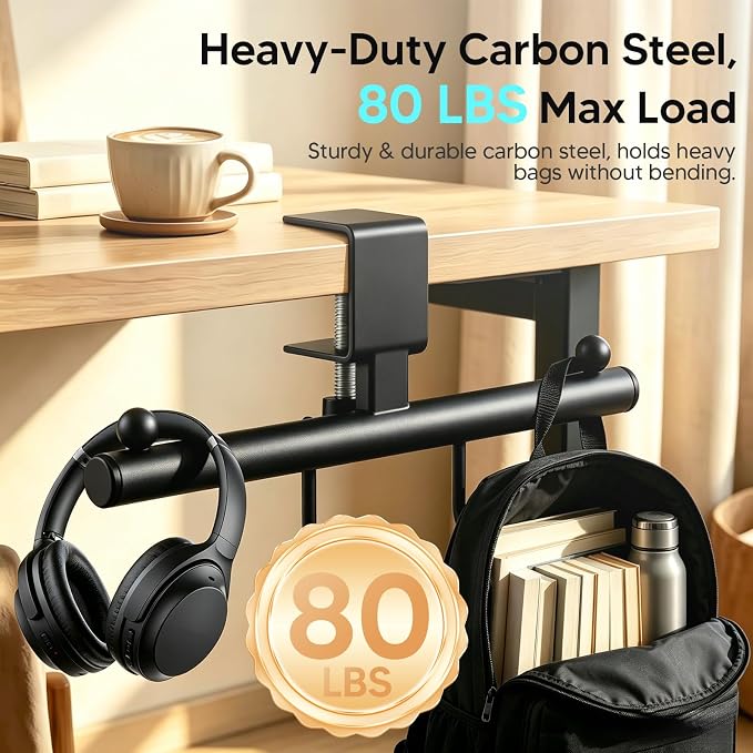 Heavy-Deauty Bag Hook for Desk,Adjustable Desk Hook - Image 3