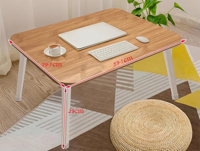 Foldable Laptop Desk for Bed, Bed Laptop Table, Foldable Portable Lap Bed Tray, 23.6 Inch Floor Table for Drawing Reading and Writing, Bamboo - Image 6