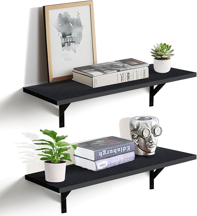Tectocker-DOU 24" Long Floating Book Shelves for Wall, Heavy Duty, Black by Tectocker-DOU