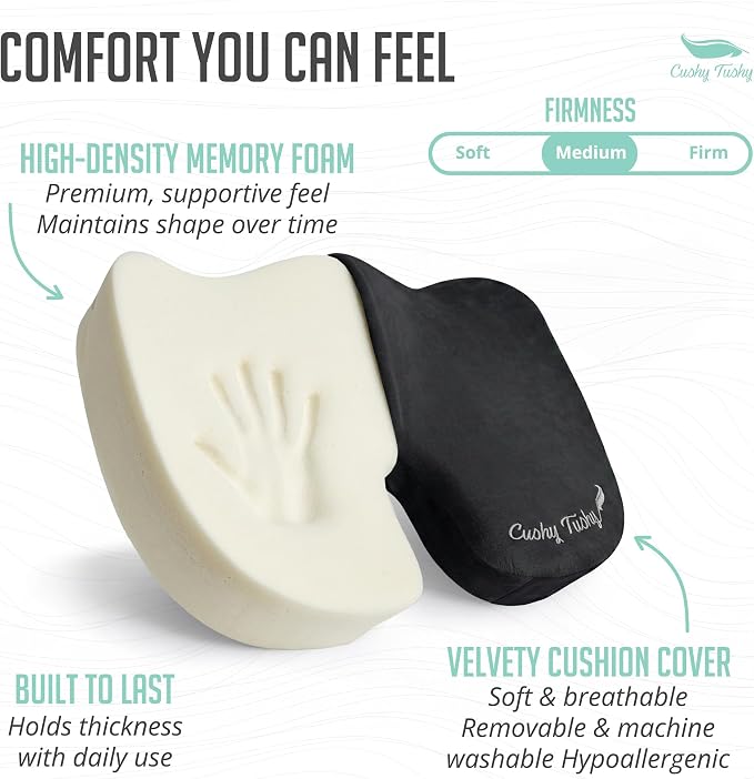 Cushy Tushy Premium Foldable Travel Seat Cushion - for Relief of Lower Back, Sciatic, Butt and Tailbone Pain - for Home & Office Use, Perfect for Travel or Driving - Coccyx Seat Cushion - Image 3