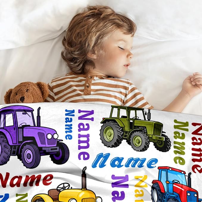 Ship Next Day, Personalized Truck Blanket - Printed in USA, Custom Name Blankets for Kids with Engineering Vehicle, Home Bedding Bed Decor, Fun Birthday Gift for Boys&Girls Women Man - Image 6