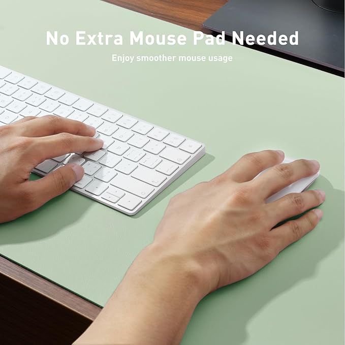 Aothia Large PU Leather Desk Pad Protector - Non-Slip Mouse Pad & Writing Mat for Office/Home, Waterproof, Easy to Clean (23.6" x 13.7", Aqua) - Image 3
