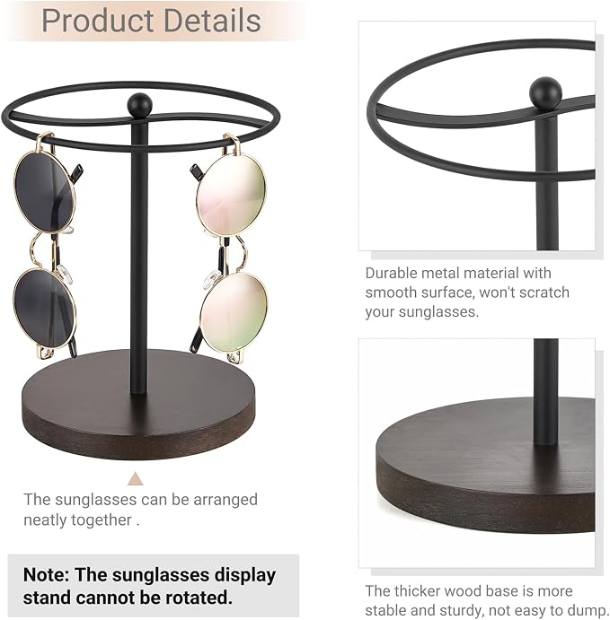 Mkono Sunglasses Organizer, Metal Glass Holder Storage Stand Display 1 Pack - Image 4