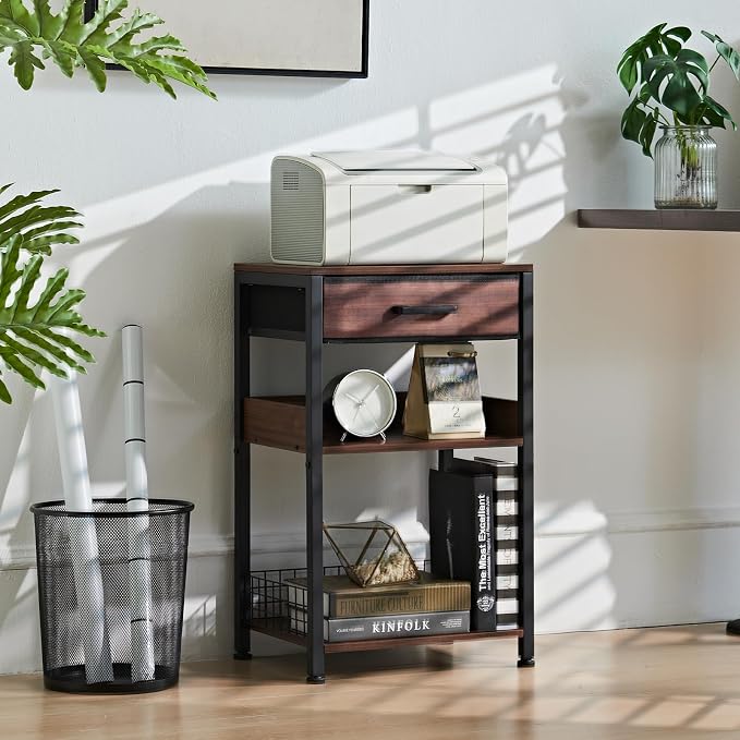 Lerliuo Printer Stand with Storage, 3-Tier Printer Table, Walnut - Image 2