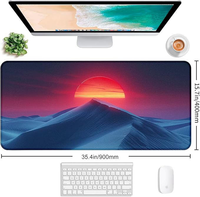 Mountain Top Scenery Mouse Pad Sunset Mountain Computer Decorative Desk Pad | Large Extended Mouse Pad; Full Desk Coverage; Waterproof Coating; Stable Anti-Slide Base For Gaming, Office, Study Daily Use - Image 2