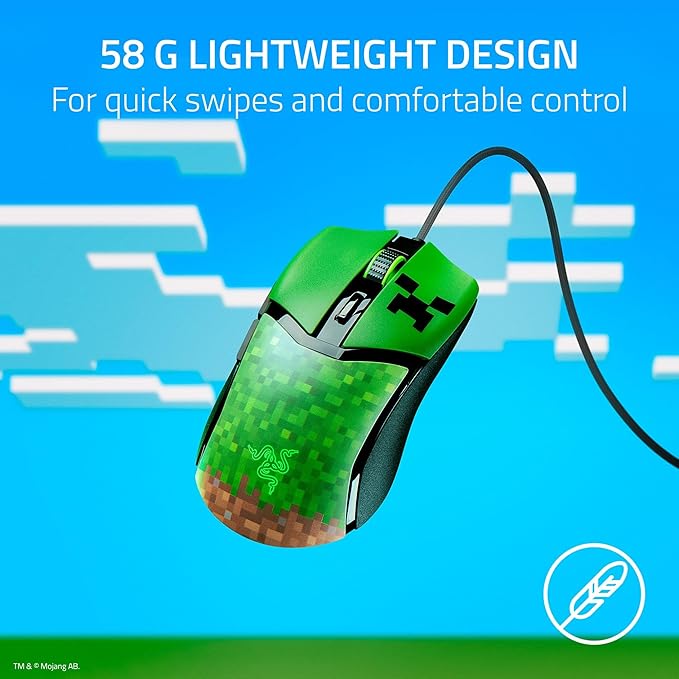 Razer Cobra Wired Gaming Mouse, 58g Lightweight, Minecraft Edition - Image 3