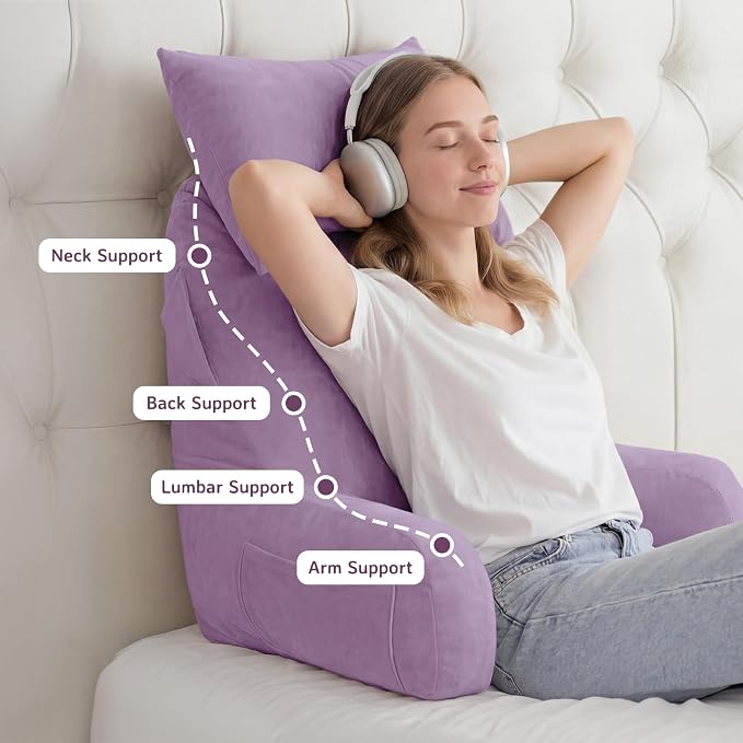 Reading Pillow for Bed,Back Pillow for Bed Sitting Up,Lumbar Support Pillow - Image 5