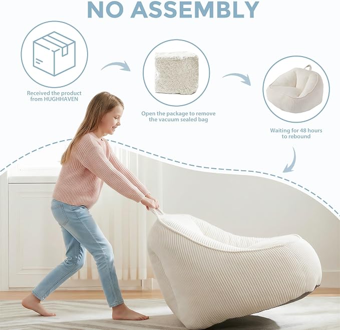 HUGHEAVEN Large Bean Bag Chairs for Kids, Bean Bag Chairs for Kids 8-12 | Comfy Bean Bag Sofa with Back Support, Big Bean Bag Couch & Chair for Bedroom, Floor Sofa for Relaxing and Reading - Image 6