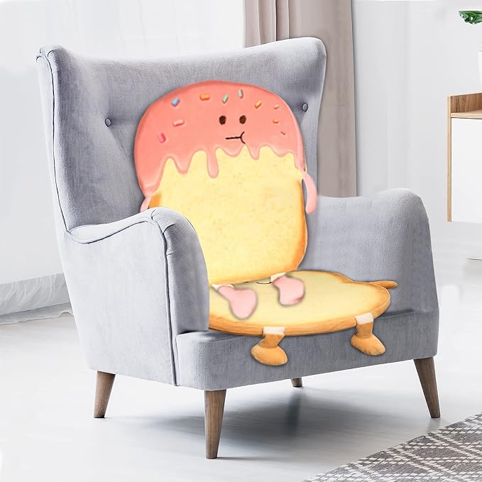 Toast Seat Cushion Memory Foam Chair Pad Removable Cover Food Plush - Image 2