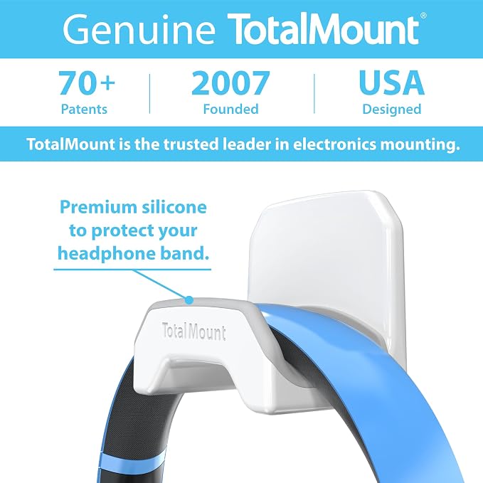 TotalMount Gaming Headset Hanger – Removable Adhesive Strips (White) - Image 6