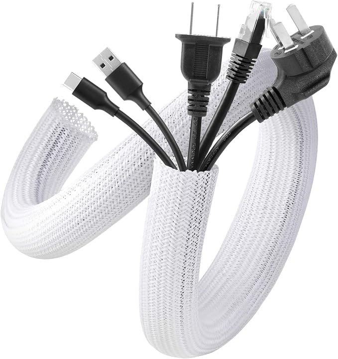 AGPTEK Cable Sleeve, 10ft - 1 inch Cable Management Cord Hider, White by AGPTEK