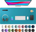 Aothia Leather Desk Pad Protector, Mouse Pad, Office Desk Mat, Non-Slip PU Leather Desk Blotter, Laptop Desk Pad, Waterproof Desk Writing Pad for Office and Home (Turquoise,36" x 17") by AothiaSimpleNaturalUnique