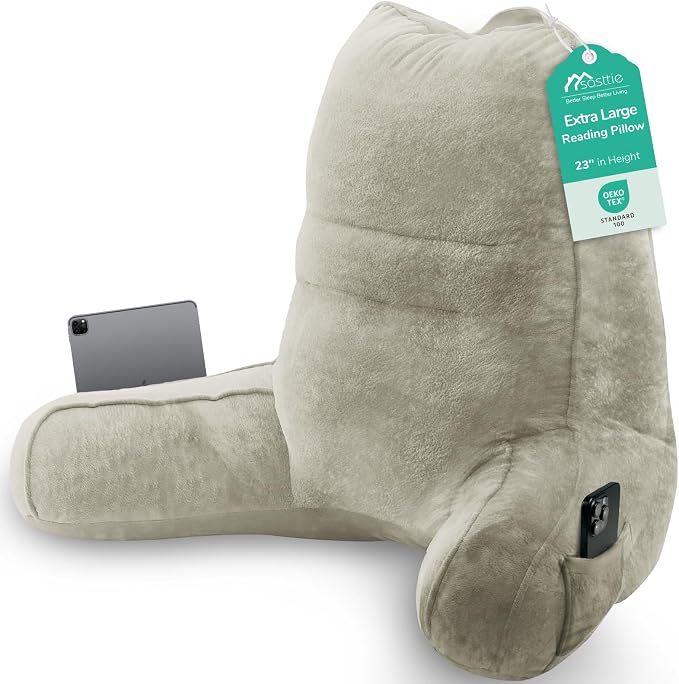Sasttie Reading Pillow for Bed, Back Pillow for Sitting Up, Linen by SASTTIE