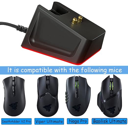 Charging Dock with 4.9Ft USB Charging Cable Fits for Razer Naga Pro/DeathAdder/Basilisk/Viper Ultimate Gaming Mouse,Magnetic Dock with Charge Status Indicator and Anti-Slip Sticker - Image 3
