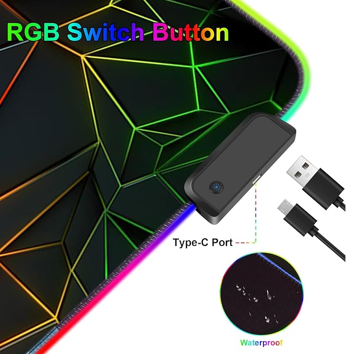 Mouse Pad 31.5 X 11.8 Inches RGB Mouse Mat with 13 Light Modes | Touch Control, Large Gaming Mousepad with Non-Slip Rubber Base for Office & Game, Model-H - Image 5