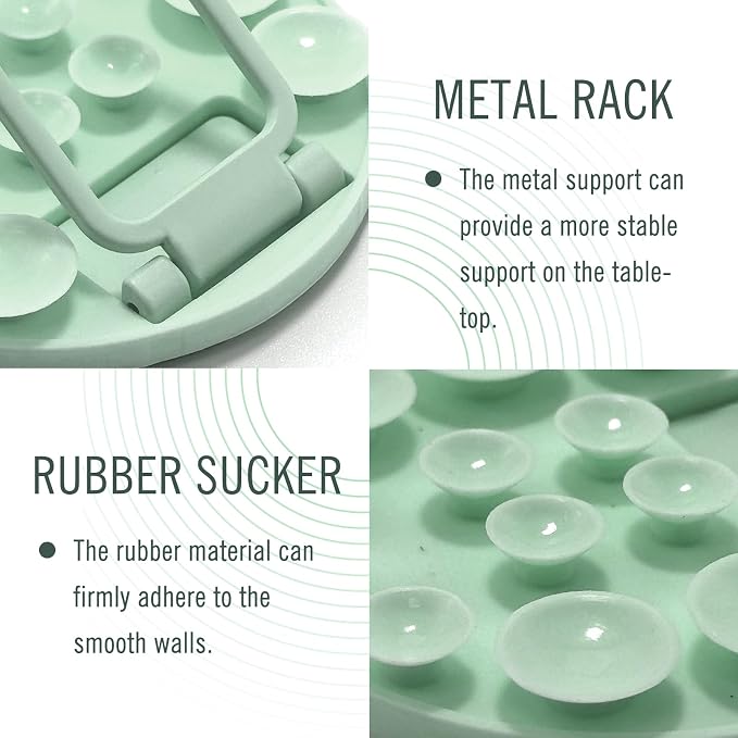 Small Rotundity Suction Cup Suction Phone Card Holder, Desktop Metal Bracket, Phone for iPhone and Android, Hands-Free Sticky Phone Grip Holder Stick On Phone Case for Videos (Cyan) - Image 3