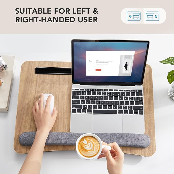 HUANUO Laptop Lap Desk with Cushion, Fit up to 17" Laptops, Woodgrain - Image 4