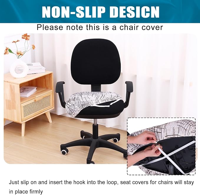 Smiry Stretch Printed Office Computer Desk Chair Seat Covers | Stretch Fit, Soft Fabric Universal Rotating Chair Cover, Washable Removable, Anti-Dust Seat Cushion Protector - Image 3