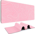 DIGSOM Gaming Mouse Pad, Pink with White Topographic Line, 31.5x11.8in | XL Mouse mat, Smooth surface, Anti-slip rubber base, For keyboard and mouse, For home and office use by DIGSOM