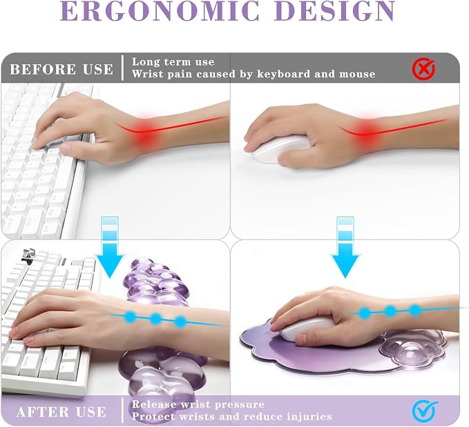 Cloud Keyboard Wrist Rest and Mouse Pad Set - Purple - Image 4