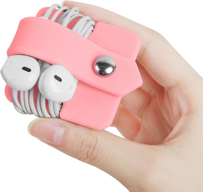 Cord Organizer Earbuds Holder Earphones Wrap Headset Headphone Wrap Winder Cord Manager Cable Winder Pink - Image 4