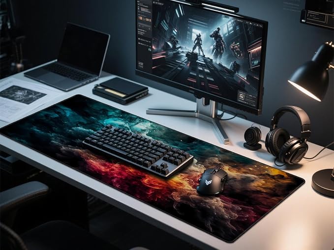 Rinaze Large Gaming Mouse Pad Desk Mat with Superior Micro-Weave Cloth, XXL Big Mousepad with Stitched Edges, Anti-Slip Desk Keyboard Pad for Gaming, Office and Home - Image 7