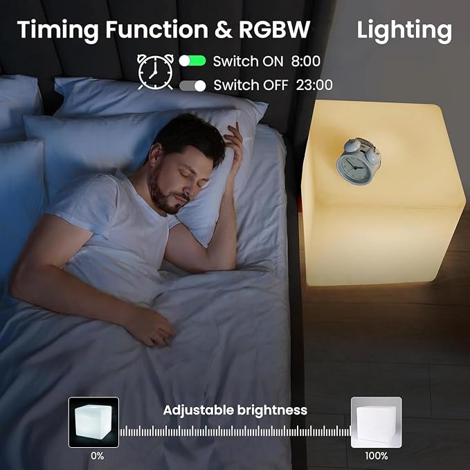 LOFTEK 12-inch LED Cube Lights: Rechargeable RGB Colors Changing Light with Remote Control, IP65 Waterproof LED Furniture Stool Table, Night Lighting for Home Outdoor Pool Bar Party Decor - Image 3