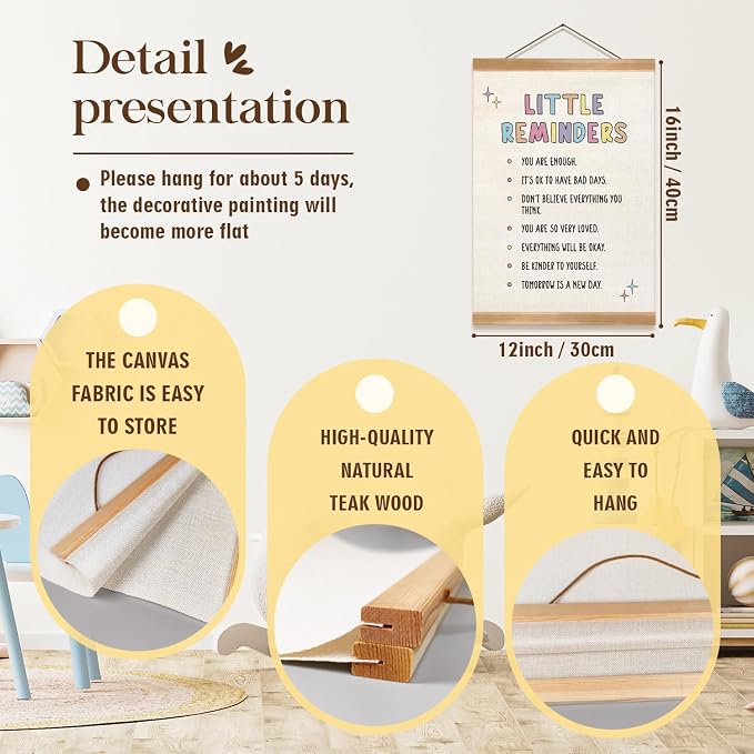 ZTGDA Little Reminders Wall Art,Inspirational Quotes Canvas Print with Wood Hanger Frame, Daily Reminder Poster for Bedroom Teens Room, or Classroom Decor, 12x16 Inches (Reminders) - Image 2