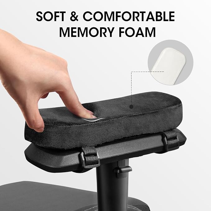 ZNCMRR 2 Pack Office Chair Armrest Pads Covers with Memory Foam(Black) | Adjustable Elbow Pillow for Forearm Pressure Relief, Arm Rest Covers for Office Chairs, Wheelchair, Comfy Gaming Chair - Image 3