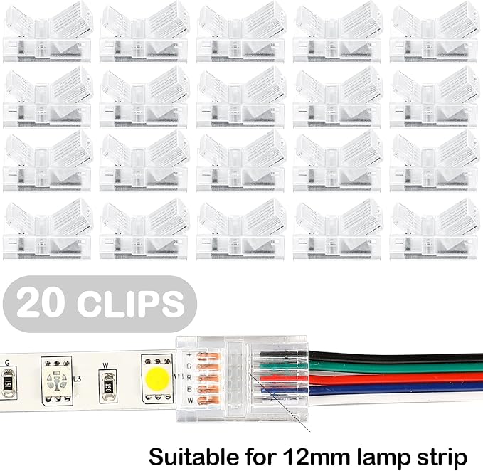 Flutesan 20 Pcs 4 Pin 12 mm LED Strip Connector RGB Lights - Image 2