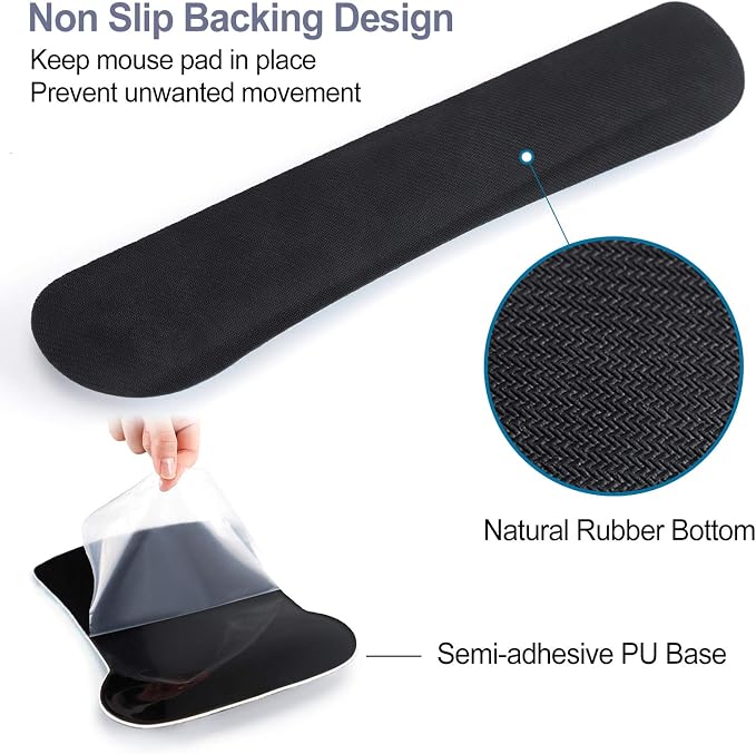 ToLuLu Keyboard Mouse Pad Wrist Rest, Gel Ergonomic Mouse Pads for Computer Laptop Office Home, Comfortable Mousepad Keyboard Wrist Support Memory Foam for Easy Typing Pain Relief, Cute Cat - Image 6