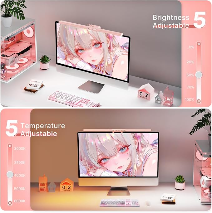 Syrinx Monitor Light Bar for Home Office & Gaming, Eye-Caring Computer Monitor Lamp, No Glare Screen Light, CRI95+, Stepless Brightness & Color Temp Adjustment, USB Powered, for Flat & Curved Monitors - Image 3