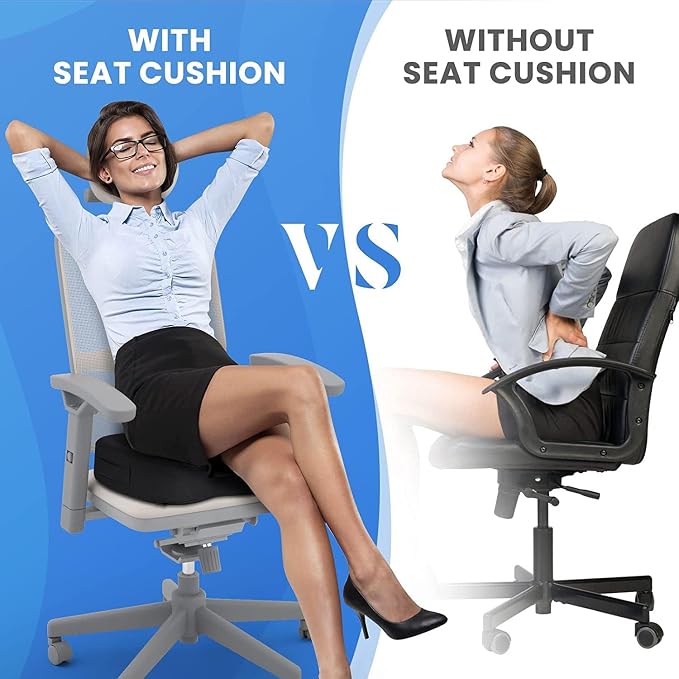 TushGuard Memory Foam Seat Cushion for Office Chair, Car Seat, Gray, XL | Office Chair Cushion for Car, Airplane - Chair Pad for Long Sitting Sciatica, Hip, Coccyx,Tailbone Pain Relief, Butt Pillow - Image 7