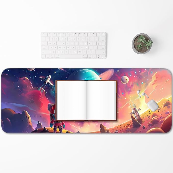 Gaming Mouse Pad, Non-Slip Rubber Band Stitched Edge, Astronaut Planet Space, Suitable for Home, Gaming, Office, 31.5x11.8 Inch Anime Mouse Pad - Image 6