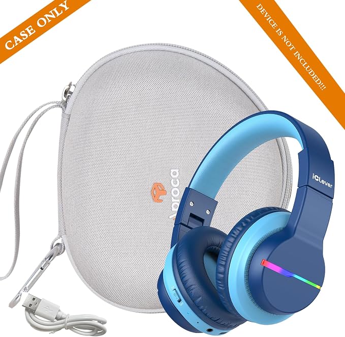 Aproca Kids Headphones Case Compatible with iClever BTH12 / HS19 / BTH26 Kids Bluetooth Headphones, Storage Hard Bag -Grey (Case Only) - Image 4