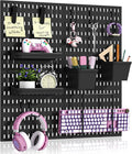 AKTOP Plastic Peg Board Wall Organizer 4-Pack, 12"x12" Pegboard Kit, Black | Includes 13 Accessories, Adhesive or Drill Mounting, Superior Load Capacity, Ideal for Office, Gaming Room, Craft Room by Buynow