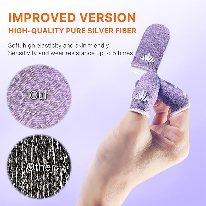 10 Pack Silver Fiber Dedales Gamer Profesionales Anti Slip Sweat Proof Gaming Finger Thumb Sleeves Cots Breathable Mobile Phone Gamer Gloves Guantes para Durable Covers for Pubg - Image 5