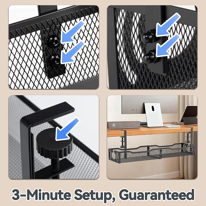 Cable Management, 25.3'' Under Desk Cable Management Tray No Drill - Image 6