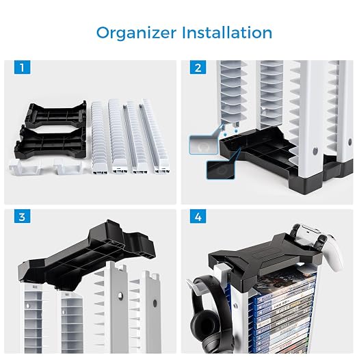 ASFSKY Video Game Storage Tower, 23-Game Organizer with 2 Controller Hooks - Image 4