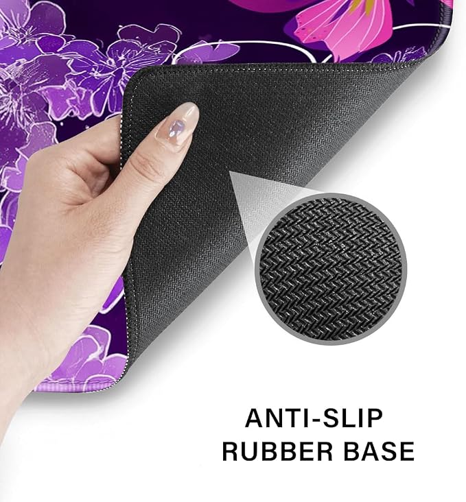 Desk Pad and Keyboard Wrist Rest, Large Mouse Pad + Keyboard Pad+Mouse Wrist Support, Non-Slip Desk Mat Protector for Office, Home 31.5×11.8 Inches Purple Butterfly - Image 4
