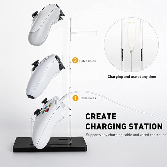 Controller Stand 3 Tiers , Universal Controller Holder Headphone Stand, Headset Holder, Acrylic Controller Display Stand Compatible with Xbox, PS5, PS4, NS - Ideal Desk Mount for Gamers,Transparent - Image 4
