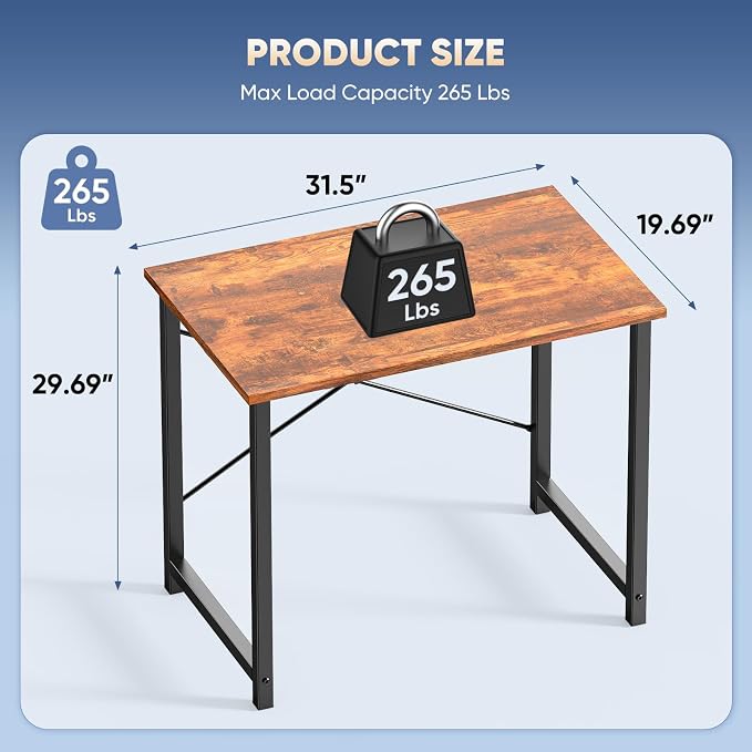 DUMOS 32 Inch Small Computer Desk, Gaming Desks for Home Office Bedroom - Image 3