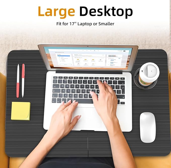 BUYIFY 23.4" Foldable Lap Desk Bed Table with Cup Holder Tray Charcoal - Image 3