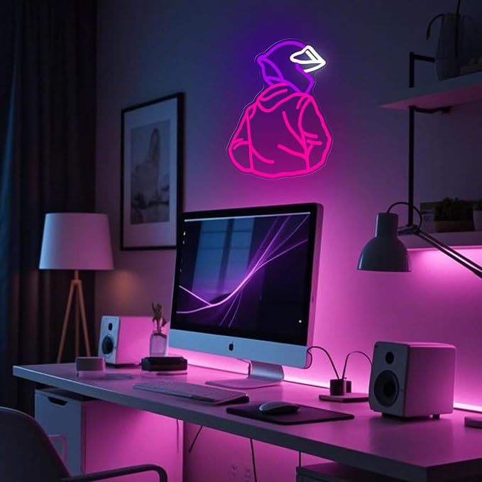 Motorcyclist Helmet Neon Sign, Cool Racer Light Sign for Gamer Room Decor - Image 2