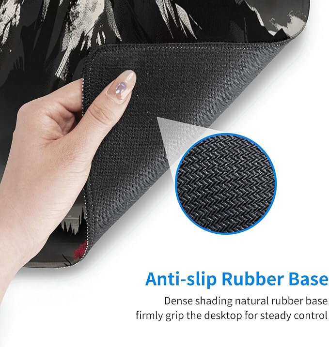 Extended Gaming Mouse Pad, Large Desk Mat XL Anime Mouse Pad Waterproof with Stitched Edges, Non-Slip Desktop Pad for Home and Office, Level Up Your 31.5x11.8 Inch (Snow Mountain) - Image 5